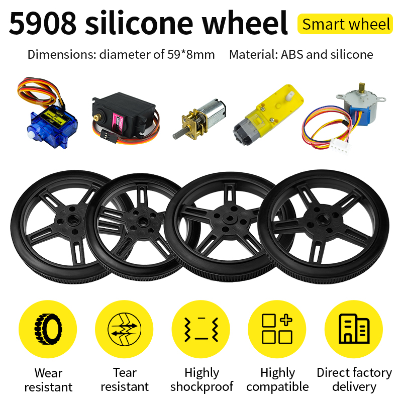 Servo Motor Sg90 - 5908 Silikon Lastik Tekerlek 360 derece